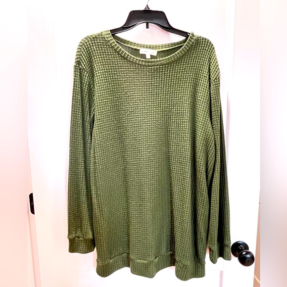 Waffle knit green top - Picture 1 of 2